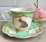 Frog Prince Tea Set, 7 or 11 Pieces, Food Safe and Durable. Vegan Bone China.