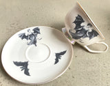 Large capacity - white bat lady cup and saucer set, 15 ounces