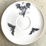 Large capacity - white bat lady cup and saucer set, 15 ounces