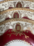 Vintage maroon and gold stag beetle plate or cup and saucer set, porcelain