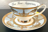 Tea Time! Robin Egg blue cup and saucer set, 8 ounces.
