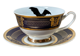 Blue and Gold Bat Teacup and Saucer Set or plate
