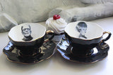 SELECTED SECONDS Black Gold Spooky Tea Set, Porcelain