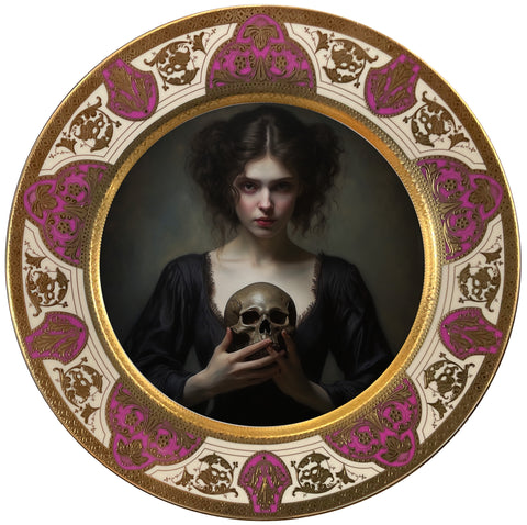 "Woman with Skull" Dinner Plate, 10.5"