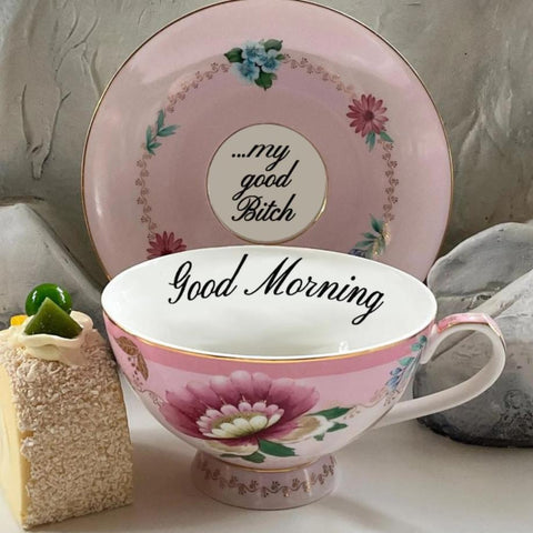 Yes you are. Floral Teacup and Saucer Set, 7 oz, Porcelain