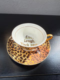 Leopard Print "Live, Laugh, F You" funny gift teacup and saucer set