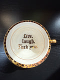 Leopard Print "Live, Laugh, F You" funny gift teacup and saucer set