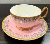 Gold Queen Bee Ornate Floral Teacup and Saucer Set