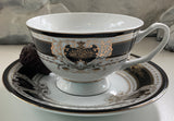 Customizable Black and Gold Plate or cup & Saucer Set, porcelain