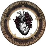 "Eternal Love" Anatomical Heart on Purple Rose Plate. Porcelain, food safe.