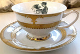Gold or silver Skeleton Wedding Couple Plate or cup and saucer set, Porcelain