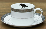 Edgar Allan Poe Raven Plate or Teacup & Saucer Set, 8 oz, Porcelain