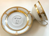 Gold or silver Skeleton Wedding Couple Plate or cup and saucer set, Porcelain