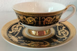 Customizable Gold Black and Gold Teacup & Saucer Set, 8 oz, Porcelain