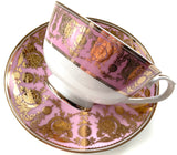 Ornate Pink "Zero Fucks Given" Teacup & Saucer Set, 8 oz, Porcelain