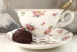 Floral Indifferent Teacup & Saucer Set, 8 oz, Porcelain
