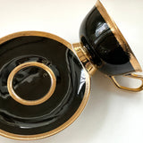 Your Design - Black and gold custom teacup and saucer set, 8 ounces, porcelain