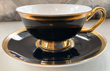Your Design - Black and gold custom teacup and saucer set, 8 ounces, porcelain