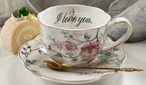 I do love you. Really. Snarky teacup and saucer set with spoon, 7 ounces