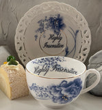 "Highly Insensitive" teacup and saucer set with spoon, 7 ounces