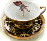 Squid Plate or Teacup & Saucer Set, 8 oz, Porcelain