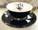 8 custom cup and saucer sets, various
