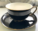 SELECTED SECOND - Large capacity gold and black cup and saucer set, 12 ounces, porcelain
