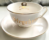 Large capacity gold and white "Poison" cup and saucer set, 12 ounces, porcelain