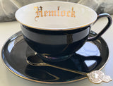 SELECTED SECOND - LARGE CAPACITY Patinaed "Hemlock" Teacup & Saucer Set, 12 oz, Porcelain