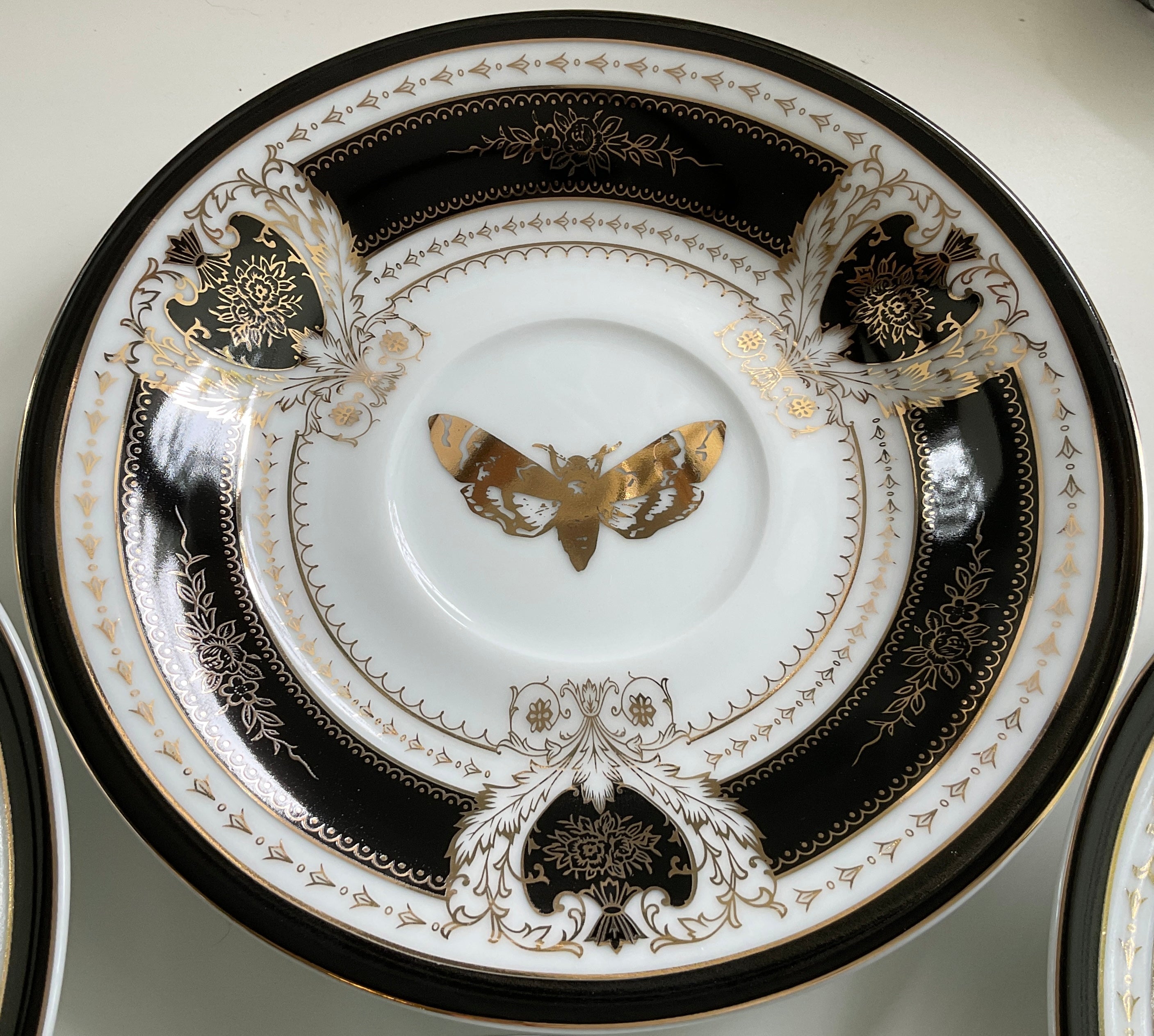 Black & Gold Halloween Tea Set with spoons, Bat/Cat/Crow/Moth design –  Angioletti Designs