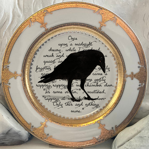 Edgar Allan Poe Raven Plate or Teacup & Saucer Set, Porcelain