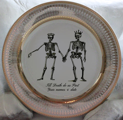 Skeleton Wedding Couple Plate or cup and saucer set