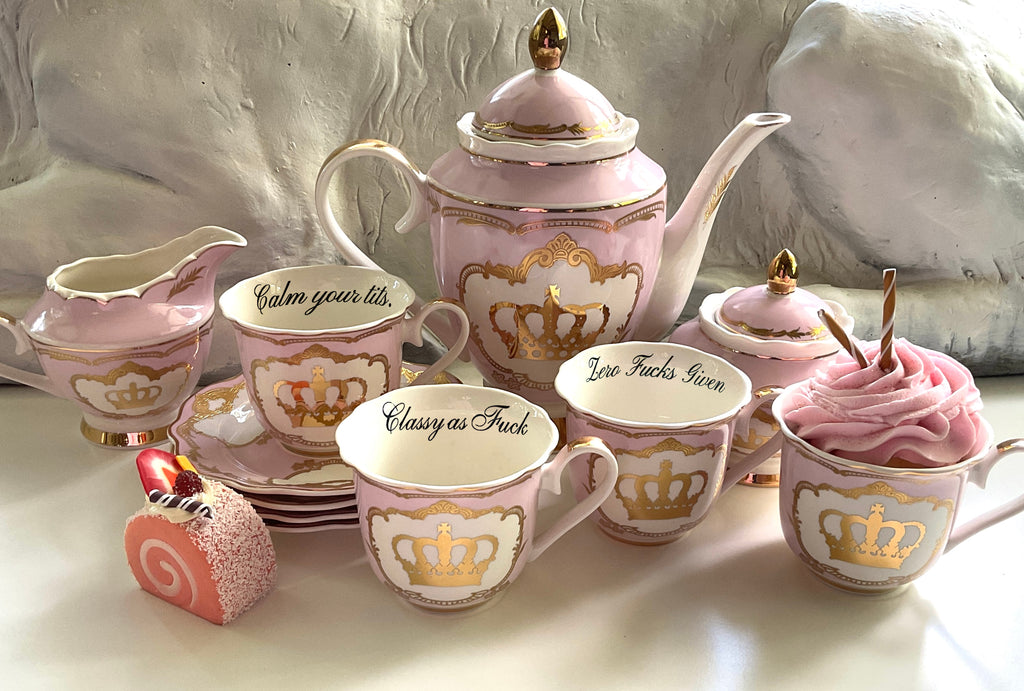 Green and Blue on Preorder - Snarky princess Tea Set – Angioletti Designs