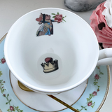 Alice in Wonderland Floral Teacup & Saucer Set, 8 oz, Porcelain