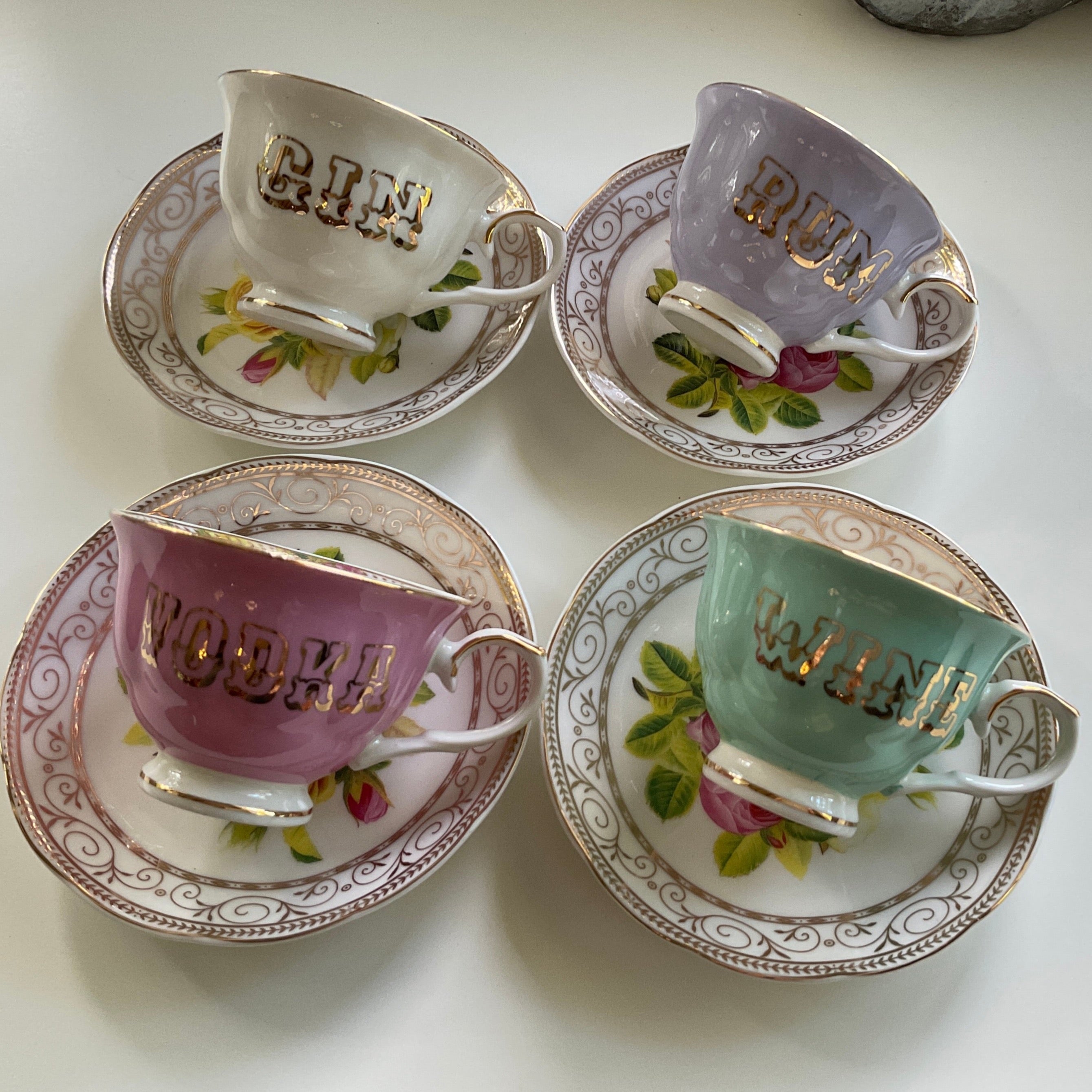 4 Liquor Demitasse/Espresso Cup and Saucer Sets, 3 Ounces