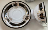 Customizable Black and Gold Plate or cup & Saucer Set, porcelain