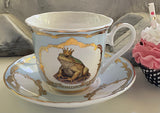 Green and Blue on Preorder - Frog King Teacup and Saucer Set, 8 oz