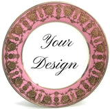 Customizable Pink and Gold Plate or cup & Saucer Set, porcelain