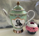 Edgar Allan Poe Tea Set, 11 pieces, Black, green, pink, blue or white