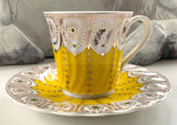 Gold and yellow palmistry teacup, 6 ounces