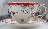 Customizable Floral Teacup, 8 oz, Porcelain