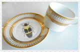 Yellow and Red Beetle Plate or Teacup & Saucer Set, 8 oz, Porcelain