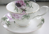 Floral Rose Cicada Teacup & Saucer, 8 oz, Porcelain