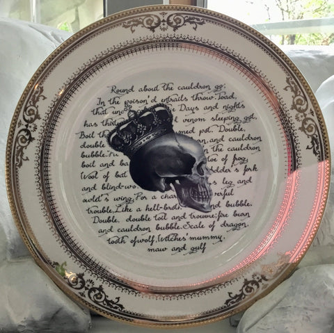 Macbeth Skull Plate With Witches' Poem, Porceain