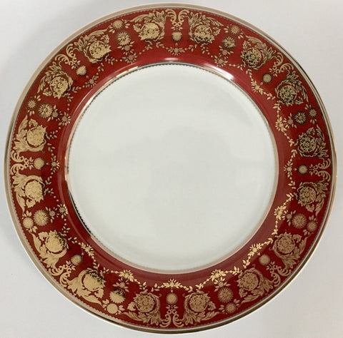 Customizable Gold & Rust Red Plate or cup & Saucer Set, porcelain