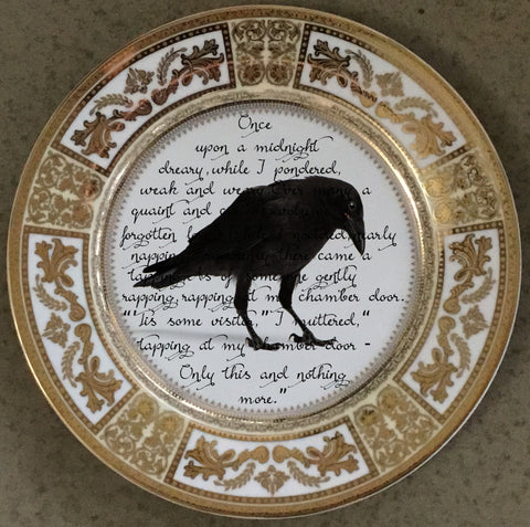Edgar Allan Poe Raven plate, porcelain