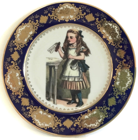 Blue and Gold  Alice in Wonderland Plate, Porcelain