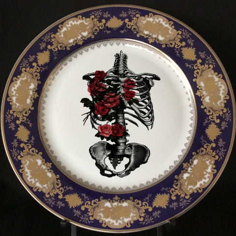 Floral Rib Cage Plate or Teacup & Saucer Set, 8 oz, Porcelain
