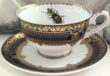 Green Insect Plate or Teacup & Saucer Set, 8 oz, Porcelain
