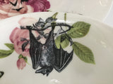Rose Floral Hanging Bat Teacup & Saucer Set, 8 oz, Porcelain